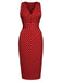Red 1960s Dots V-Neck Pencil Dress: timeless style reimagined