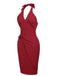 Red 1960s Solid Halter Bodycon Dress — vintage elegance for the modern woman