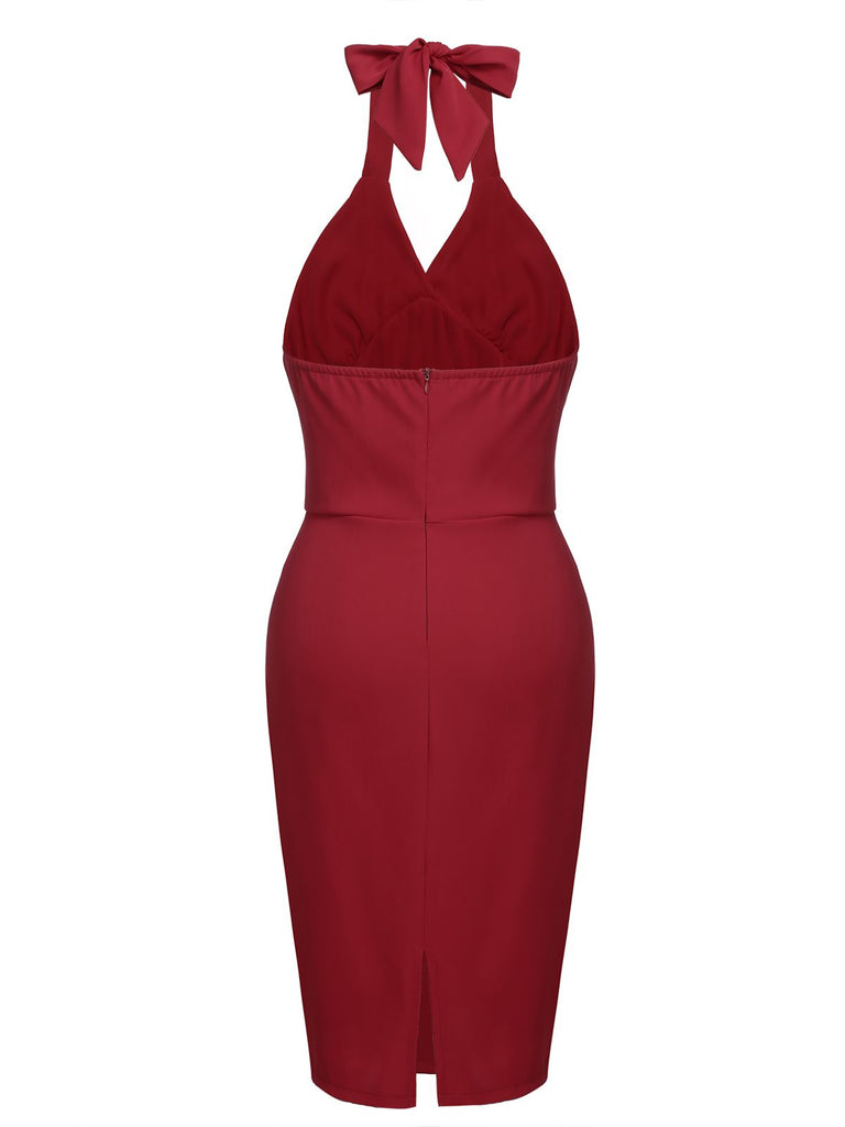 Red 1960s Solid Halter Bodycon Dress: timeless style reimagined
