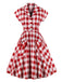 Red White 1950s Pockets Plaid Dress: timeless style reimagined