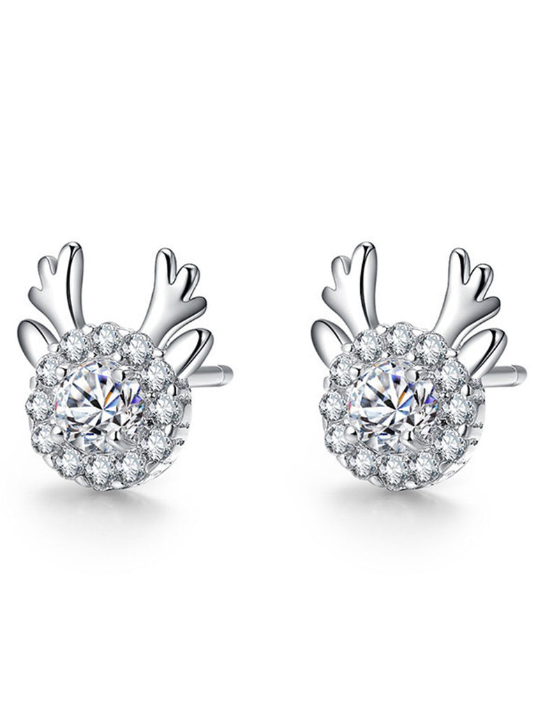 Retro Antlers Zircon Alloy Ear Studs: timeless style reimagined