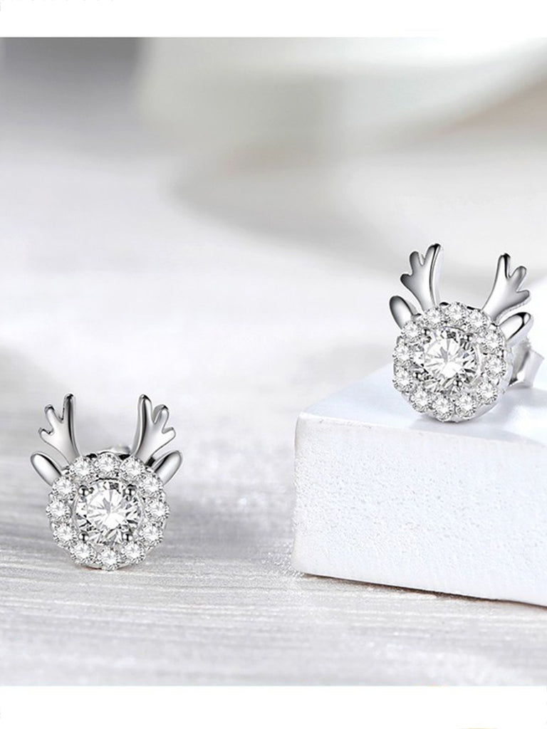 Retro Antlers Zircon Alloy Ear Studs: timeless style reimagined