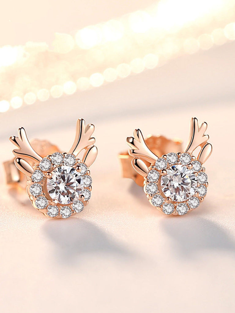 Retro Antlers Zircon Alloy Ear Studs — vintage elegance for the modern woman