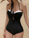 Retro Black Halter Keyhole Swimsuit: timeless style reimagined
