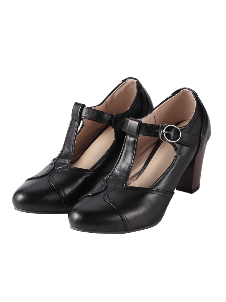 Retro TStrap Chunky Heels Shoes | vintage shoes, retro heels