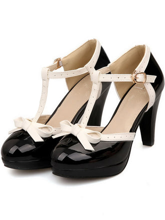 Retro Bow Décor High Heel Shoes, classic vintage style elegant retro fashion - Image 1