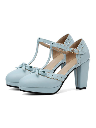 Retro Bow T-Strap High Heels Shoes: timeless style reimagined