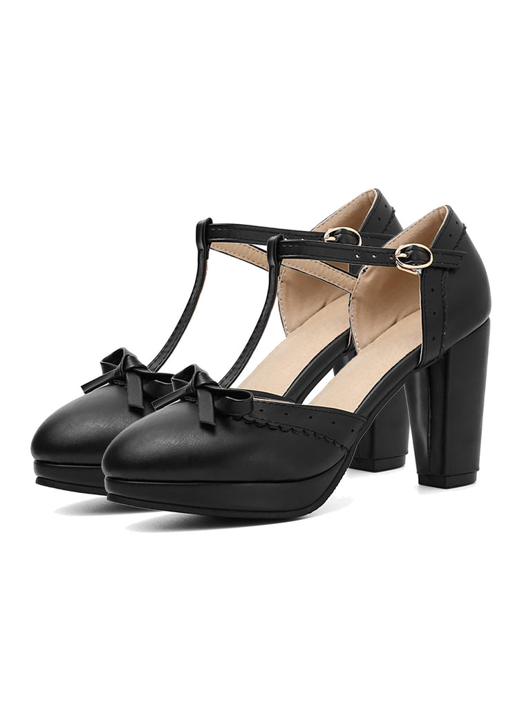Retro Bow T-Strap High Heels Shoes — vintage elegance for the modern woman