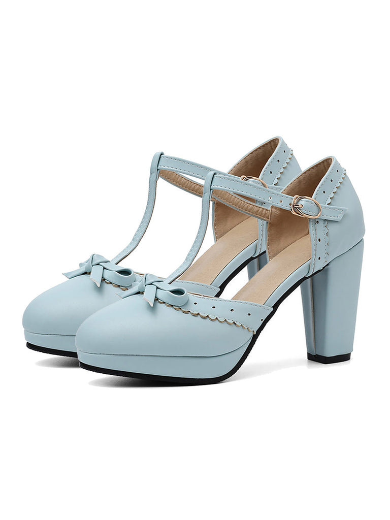Retro Bow T-Strap High Heels Shoes: timeless style reimagined