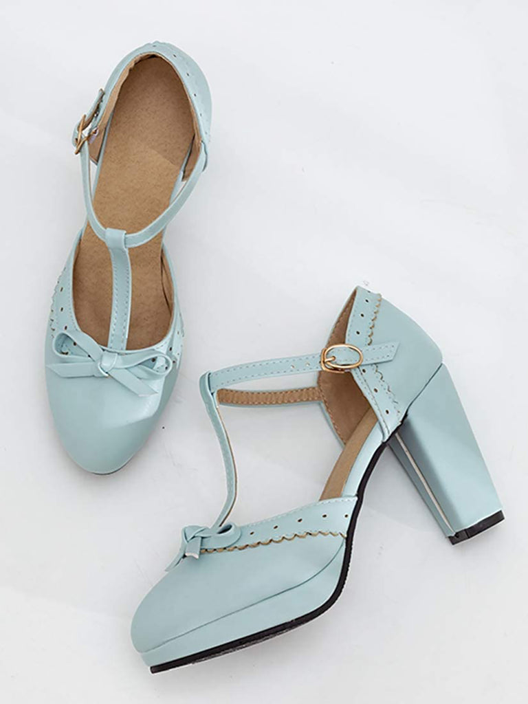 Retro Bow T-Strap High Heels Shoes: timeless style reimagined