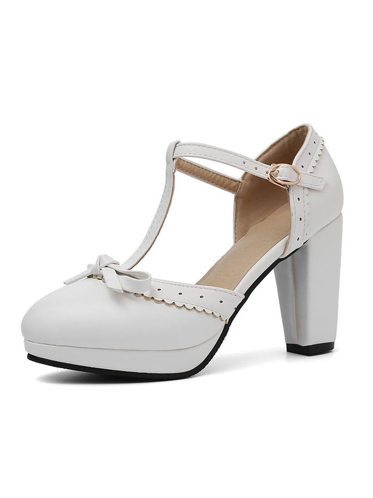Retro Bow T-Strap High Heels Shoes: timeless style reimagined