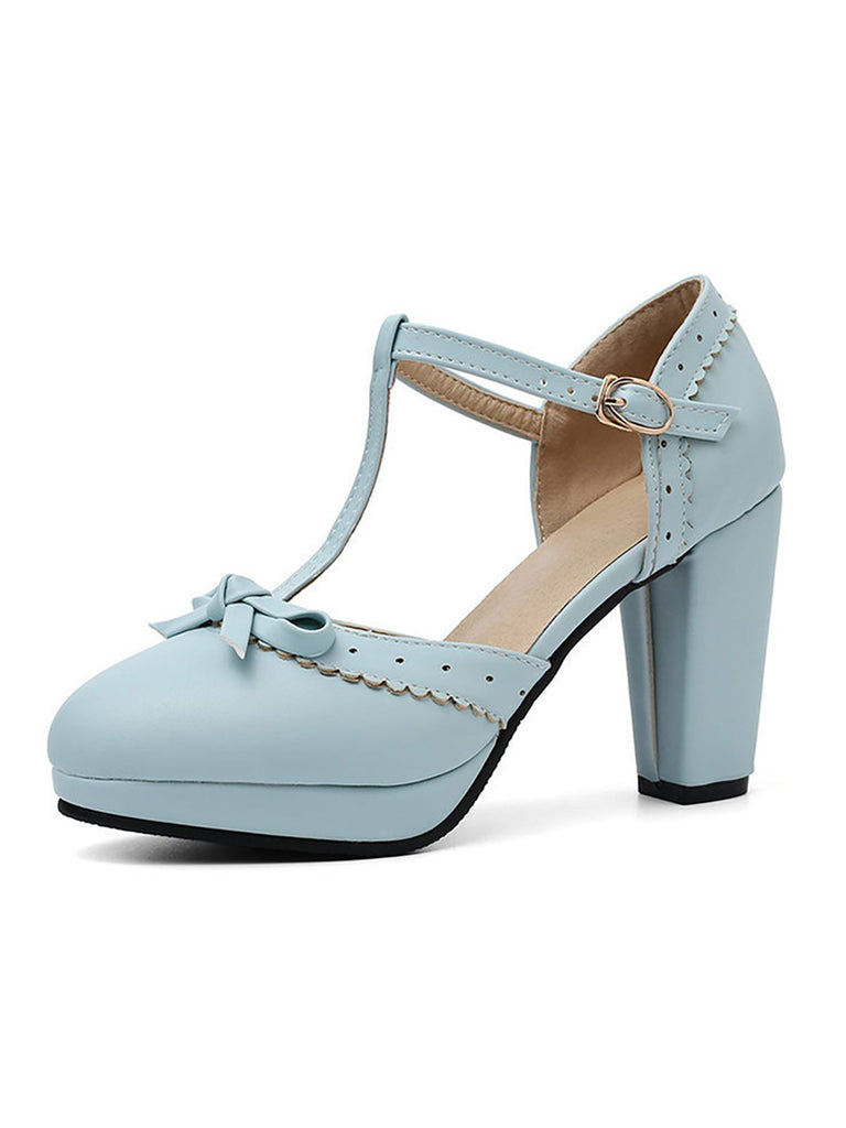 Retro Bow T-Strap High Heels Shoes: timeless style reimagined