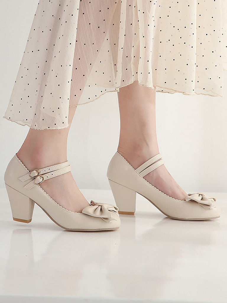 Retro Bowknot Double-Straps Shoes — vintage elegance for the modern woman
