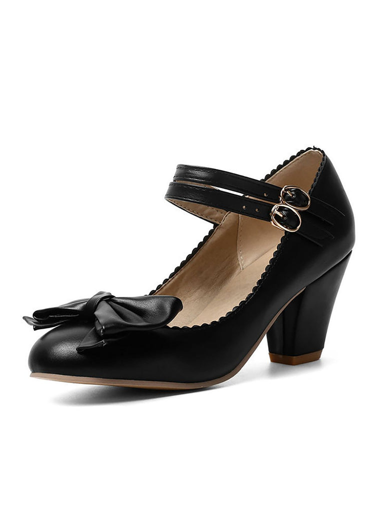 Retro Bowknot Double-Straps Shoes: timeless style reimagined