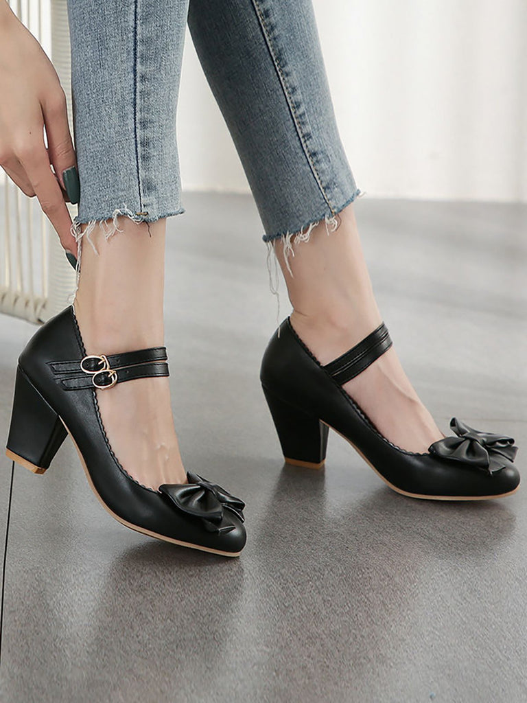 Retro Bowknot Double-Straps Shoes — vintage elegance for the modern woman
