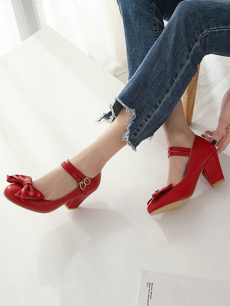 Retro Bowknot Double-Straps Shoes — vintage elegance for the modern woman