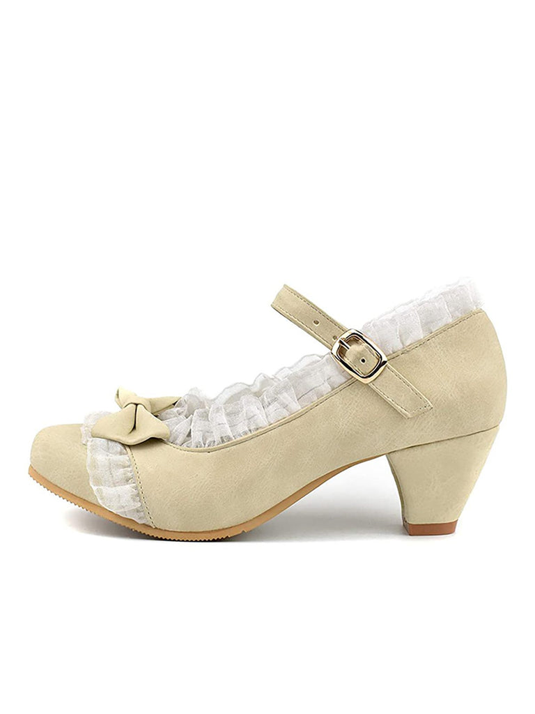 Retro Bowknot Lace High Heels Shoes: timeless style reimagined