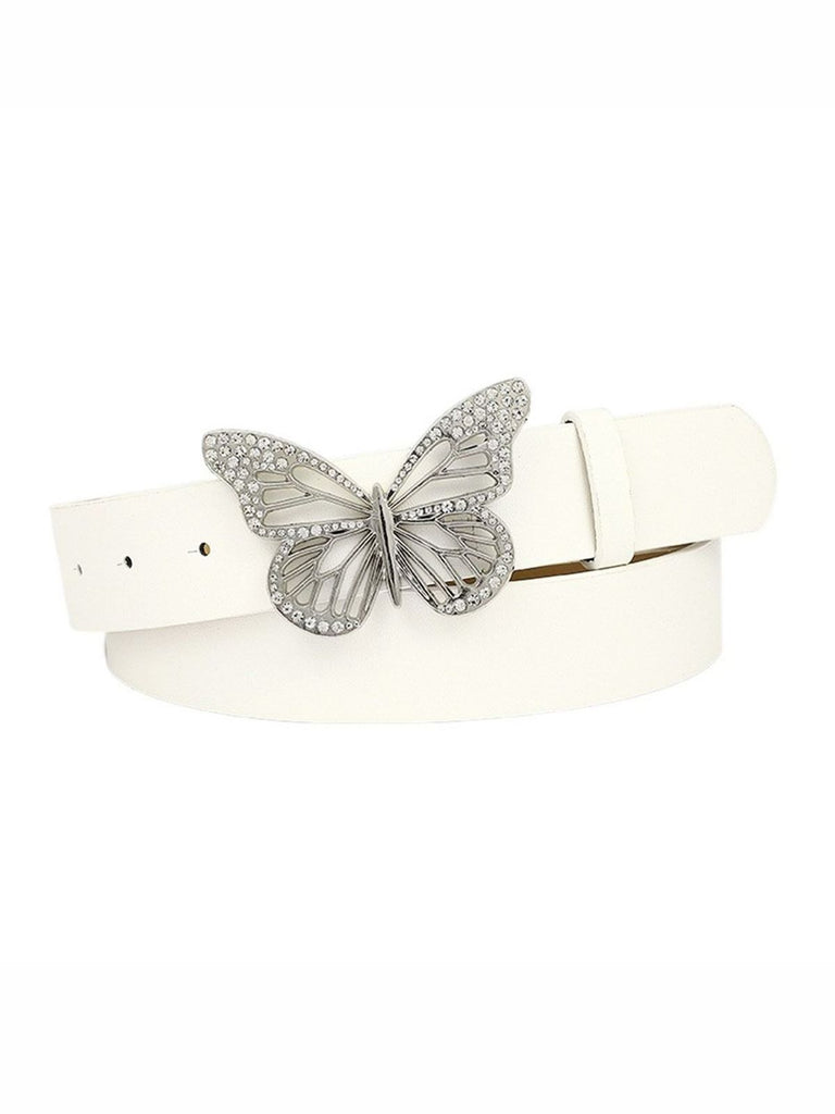 Retro Butterfly Buckle Rhinestones Wide Belt - vintage fashion, retro style