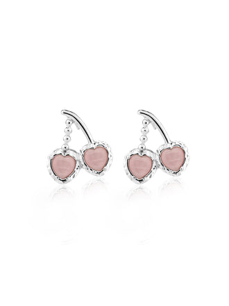 Retro Cherry Pink Trim Alloy Earrings: timeless style reimagined
