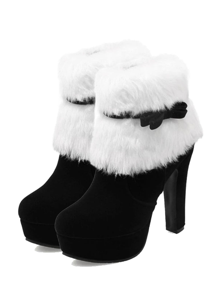 Retro Christmas Short Plush High Heel Shoes: timeless style reimagined