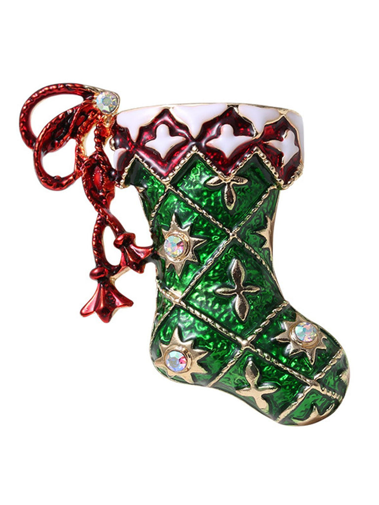 Retro Christmas Sock Rhinestone Brooch: timeless style reimagined