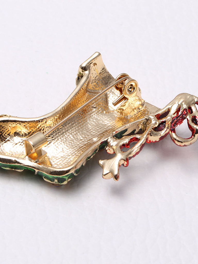 Retro Christmas Sock Rhinestone Brooch: timeless style reimagined