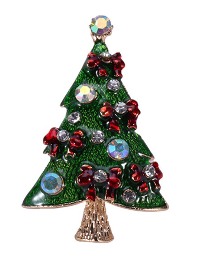 Retro Christmas Trees Rhinestone Brooch: timeless style reimagined
