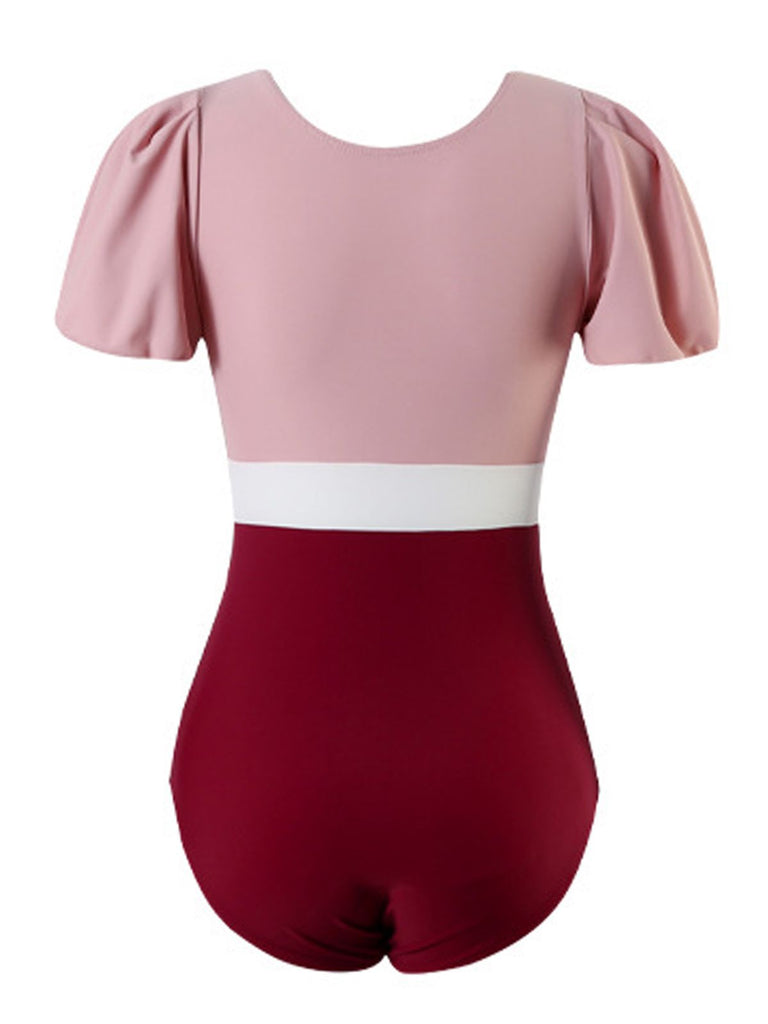 Retro Flare Sleeve One-Piece Swimsuit: timeless style reimagined
