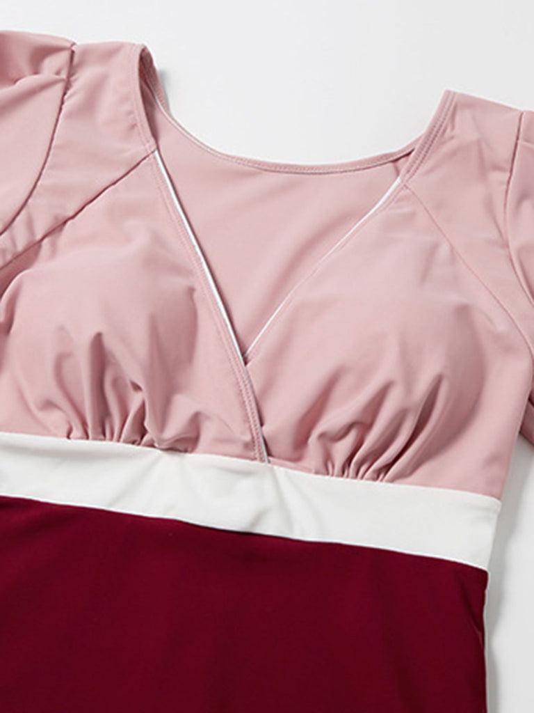 Retro Flare Sleeve One-Piece Swimsuit: timeless style reimagined