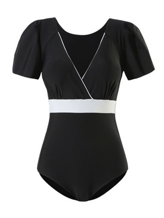 Retro Flare Sleeve One-Piece Swimsuit: timeless style reimagined