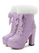 Retro Furry Bowknot Chunky Heel Snow Boots — vintage elegance for the modern woman