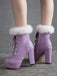 Retro Furry Bowknot Chunky Heel Snow Boots: timeless style reimagined