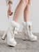 Retro Furry Bowknot Chunky Heel Snow Boots — vintage elegance for the modern woman