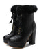 Retro Furry Bowknot Chunky Heel Snow Boots — vintage elegance for the modern woman