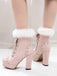 Retro Furry Bowknot Chunky Heel Snow Boots: timeless style reimagined