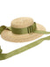 Retro Green Ribbon Raffia Sun Hat — vintage elegance for the modern woman