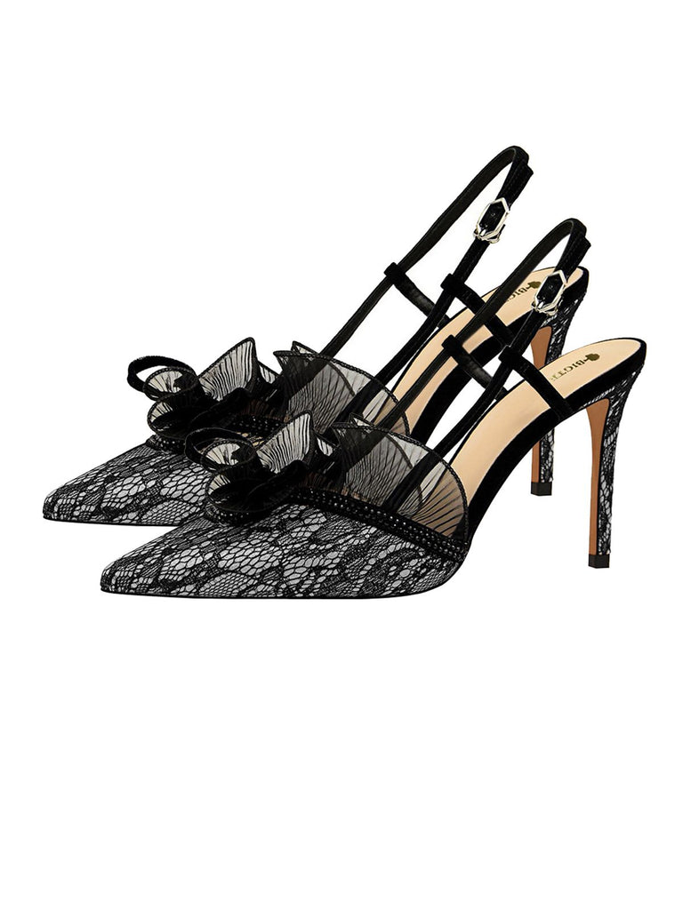 Retro Lace Décor Sling Back Shoes — vintage elegance for the modern woman
