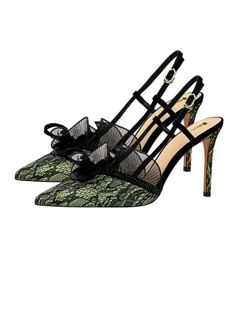 Retro Lace Décor Sling Back Shoes — vintage elegance for the modern woman