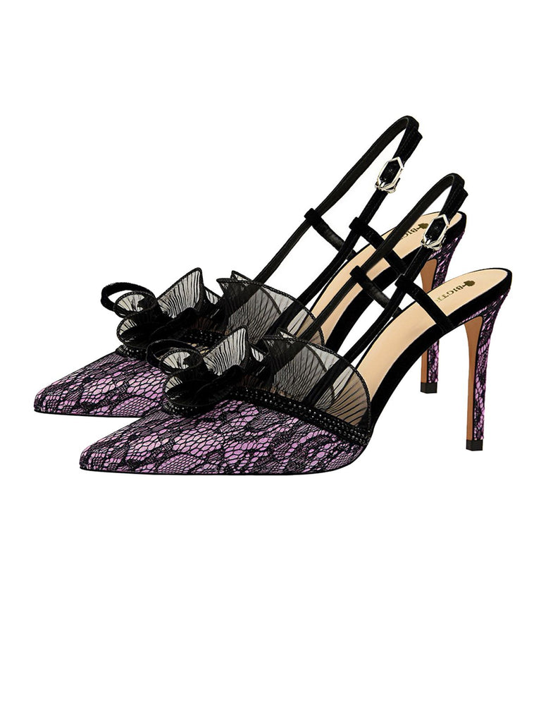 Retro Lace Décor Sling Back Shoes: timeless style reimagined