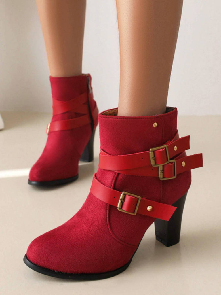 Retro Leather Belt Suede High Heel Shoes: timeless style reimagined