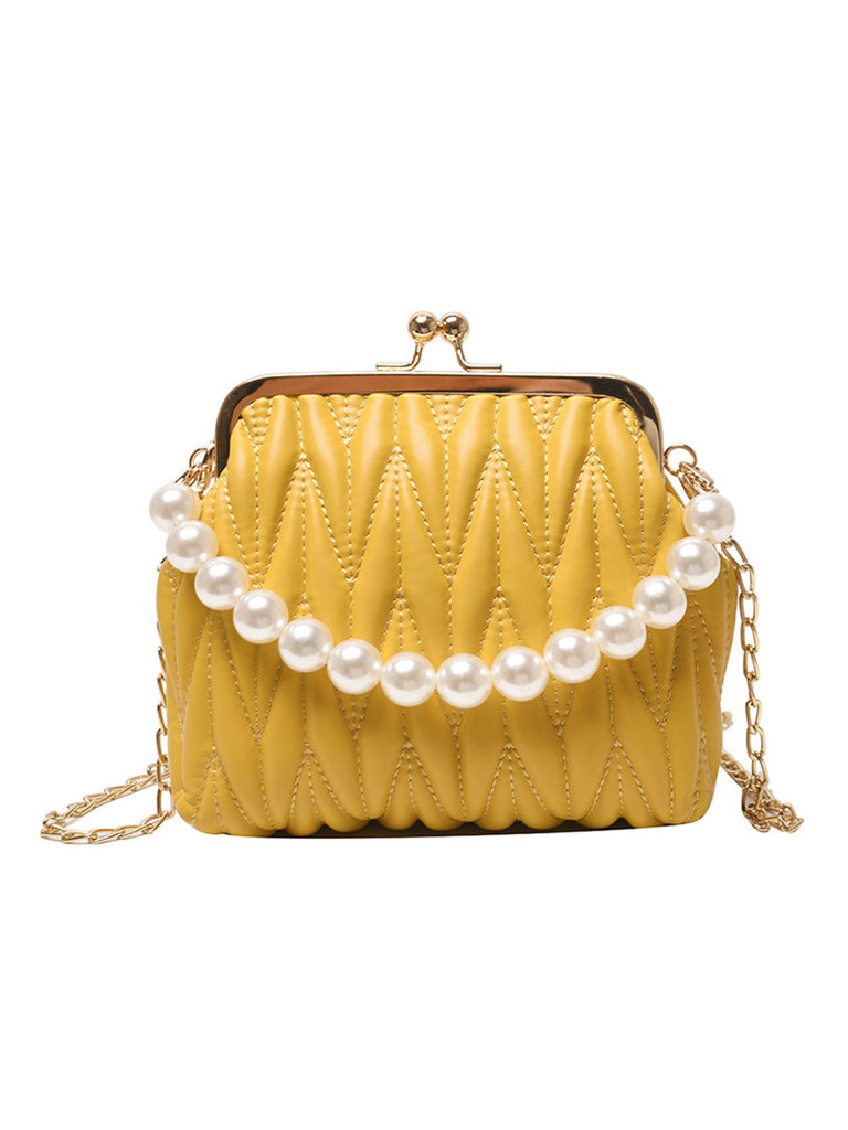 Retro Pearl Chain Solid Frame Bag: timeless style reimagined