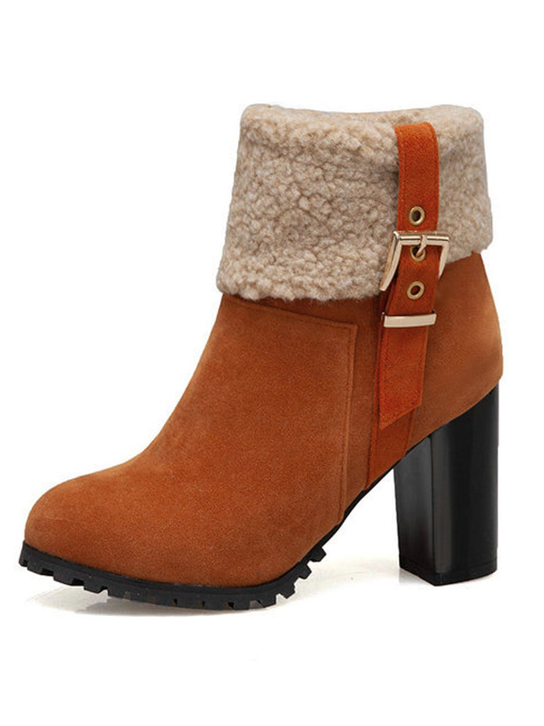 Retro Plus Velvet Chunky Heel Short Boots — vintage elegance for the modern woman