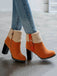 Retro Plus Velvet Chunky Heel Short Boots: timeless style reimagined