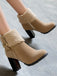 Retro Plus Velvet Chunky Heel Short Boots: timeless style reimagined