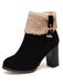 Retro Plus Velvet Chunky Heel Short Boots: timeless style reimagined