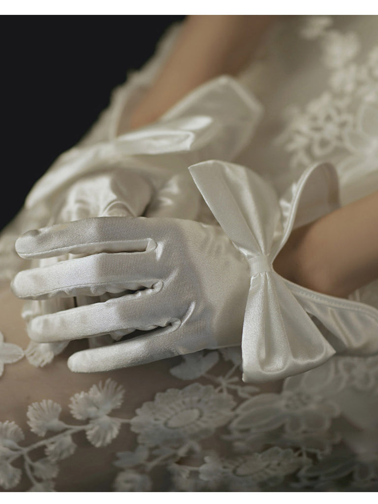 Retro Silky Bowknot Split Gloves — vintage elegance for the modern woman
