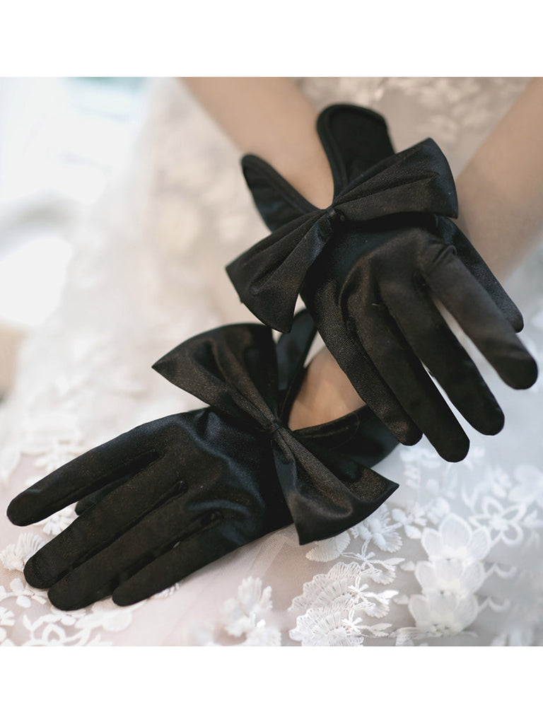 Retro Silky Bowknot Split Gloves — vintage elegance for the modern woman