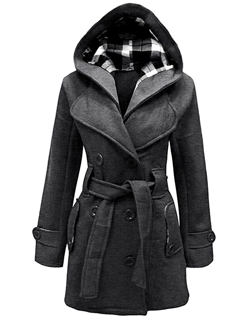 Retro Solid Belt Double-breasted Coat — vintage elegance for the modern woman