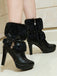 Retro Solid Furry Chunky Heel Short Boots: timeless style reimagined