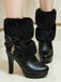 Retro Solid Furry Chunky Heel Short Boots — vintage elegance for the modern woman